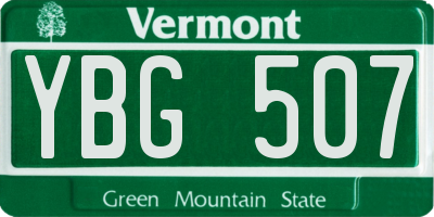 VT license plate YBG507