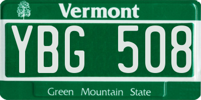VT license plate YBG508