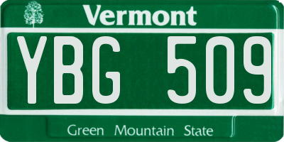 VT license plate YBG509