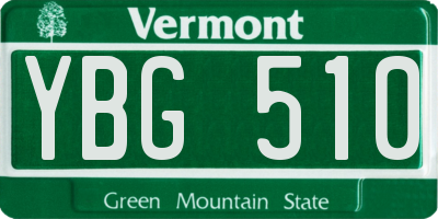 VT license plate YBG510