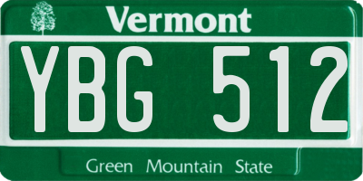 VT license plate YBG512
