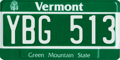 VT license plate YBG513