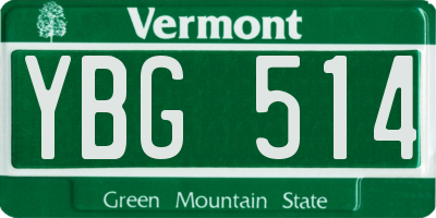 VT license plate YBG514