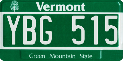 VT license plate YBG515