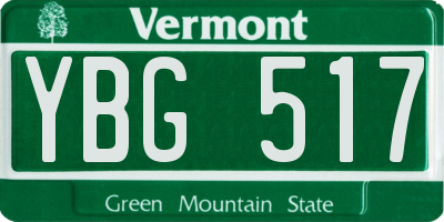 VT license plate YBG517
