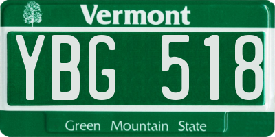 VT license plate YBG518