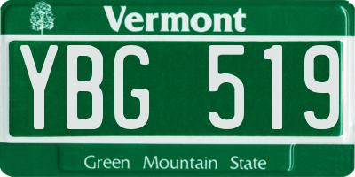 VT license plate YBG519