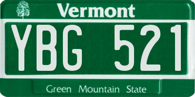 VT license plate YBG521