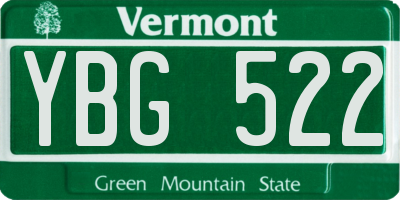 VT license plate YBG522