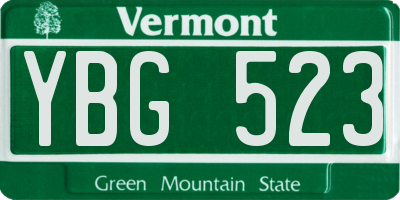 VT license plate YBG523