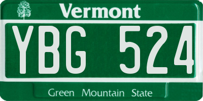 VT license plate YBG524