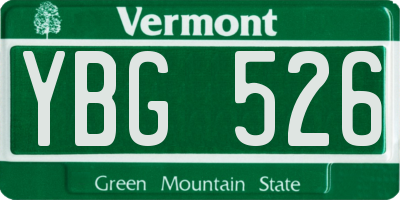 VT license plate YBG526