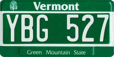 VT license plate YBG527
