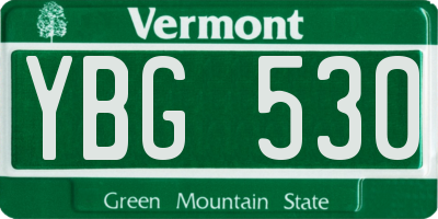 VT license plate YBG530