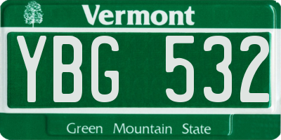 VT license plate YBG532