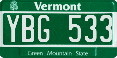 VT license plate YBG533