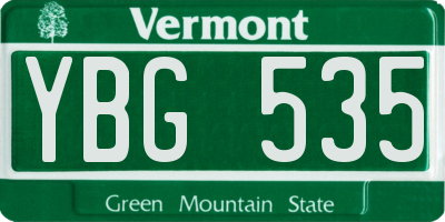 VT license plate YBG535