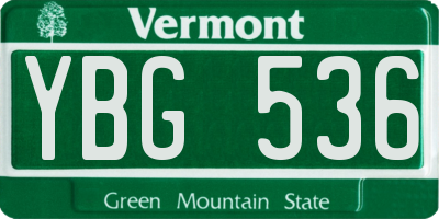 VT license plate YBG536