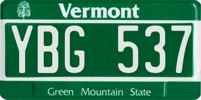 VT license plate YBG537