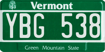 VT license plate YBG538