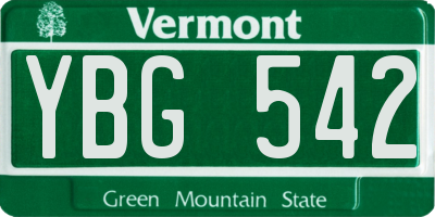 VT license plate YBG542