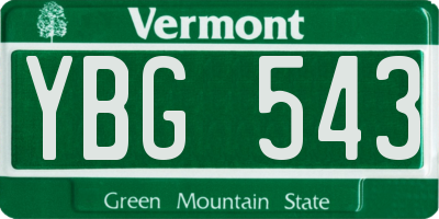 VT license plate YBG543