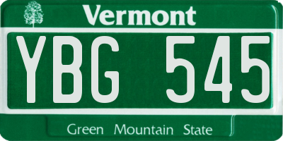 VT license plate YBG545