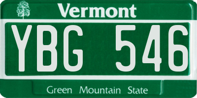 VT license plate YBG546
