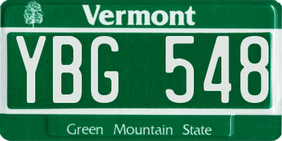 VT license plate YBG548