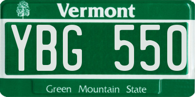 VT license plate YBG550