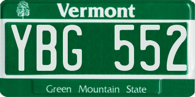VT license plate YBG552