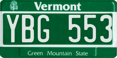 VT license plate YBG553