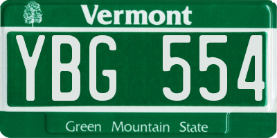 VT license plate YBG554