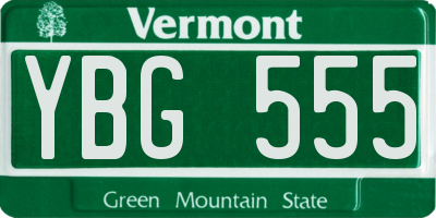 VT license plate YBG555