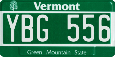 VT license plate YBG556