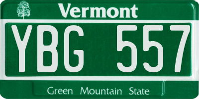 VT license plate YBG557