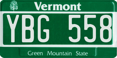 VT license plate YBG558