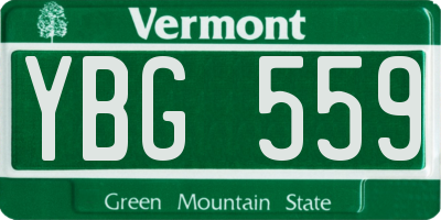 VT license plate YBG559