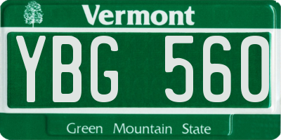 VT license plate YBG560