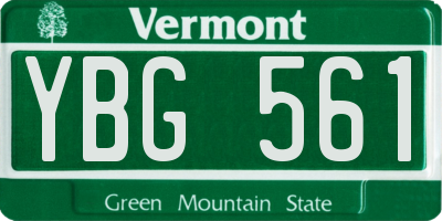VT license plate YBG561