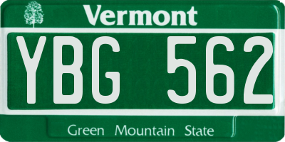 VT license plate YBG562