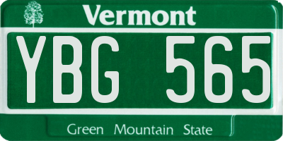 VT license plate YBG565