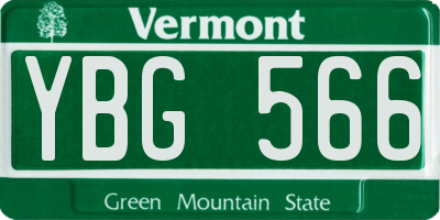 VT license plate YBG566