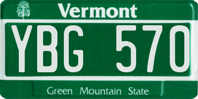 VT license plate YBG570