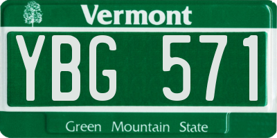 VT license plate YBG571