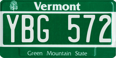 VT license plate YBG572