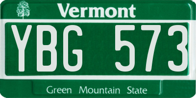 VT license plate YBG573