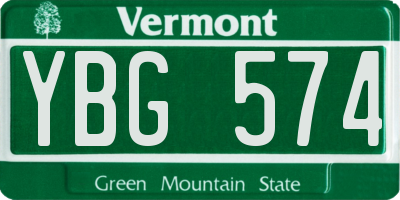 VT license plate YBG574