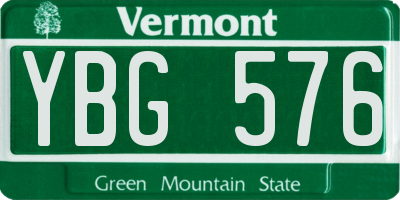 VT license plate YBG576