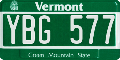 VT license plate YBG577
